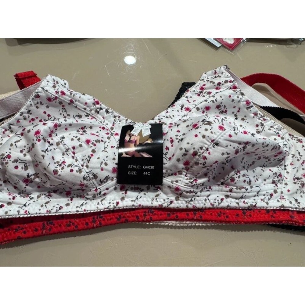Lot of  5 Floral Full Coverage Underwired Bra 44C Multicolor Bow Accent GH030